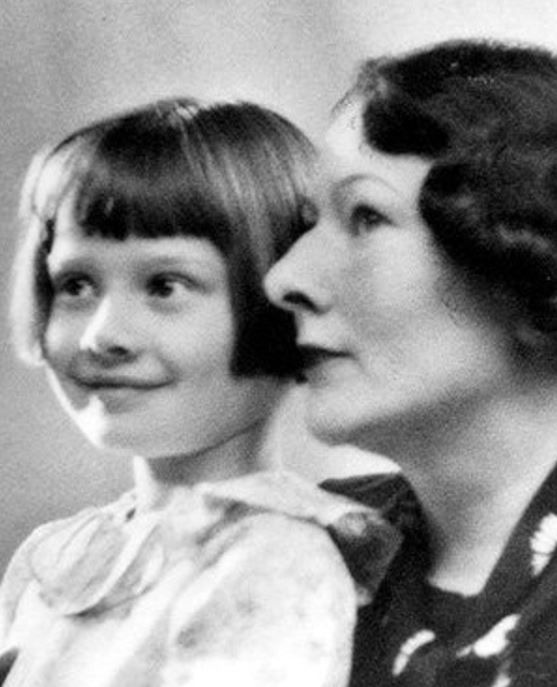 Young Audrey with her mother